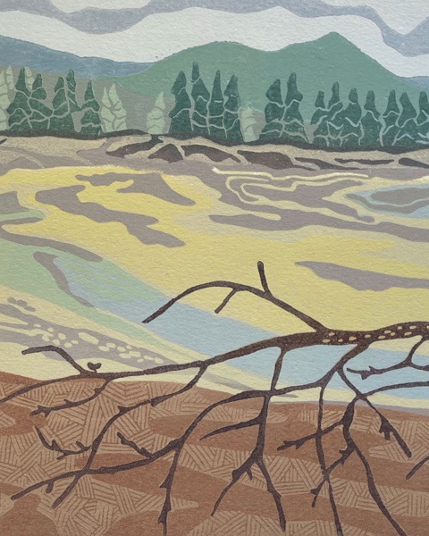 Green River, WA — relief print by Kate Goetz