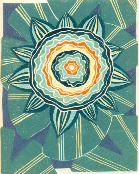 Waterlily Mandala — relief print by Kate Goetz