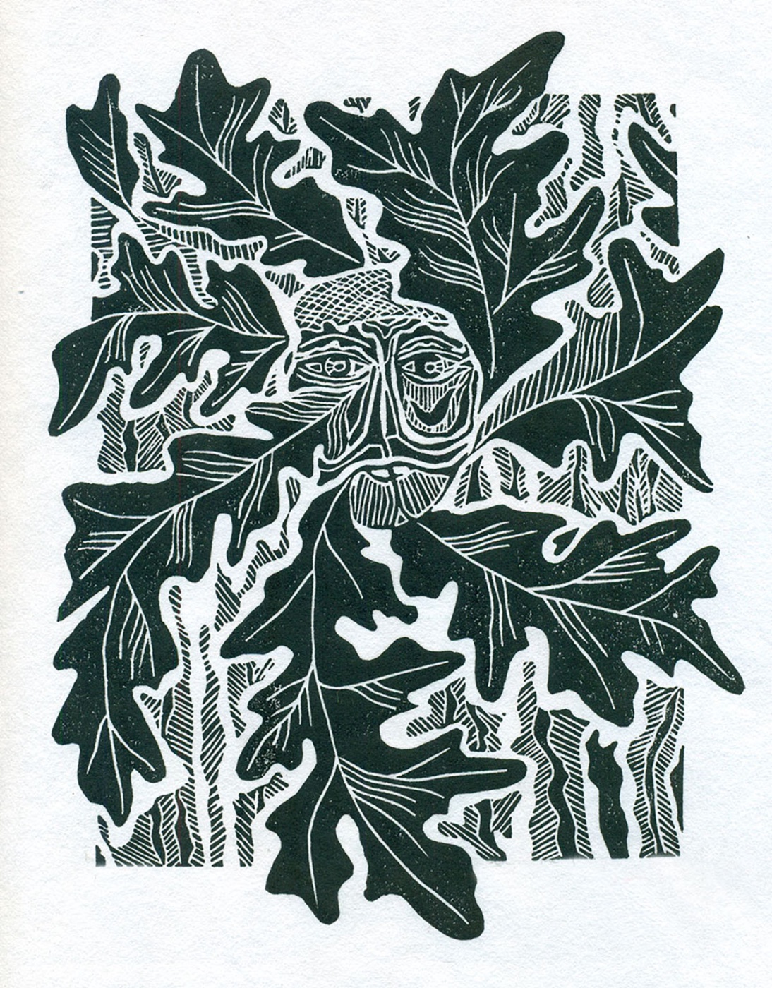 Jack in the Green — relief print by Kate Goetz