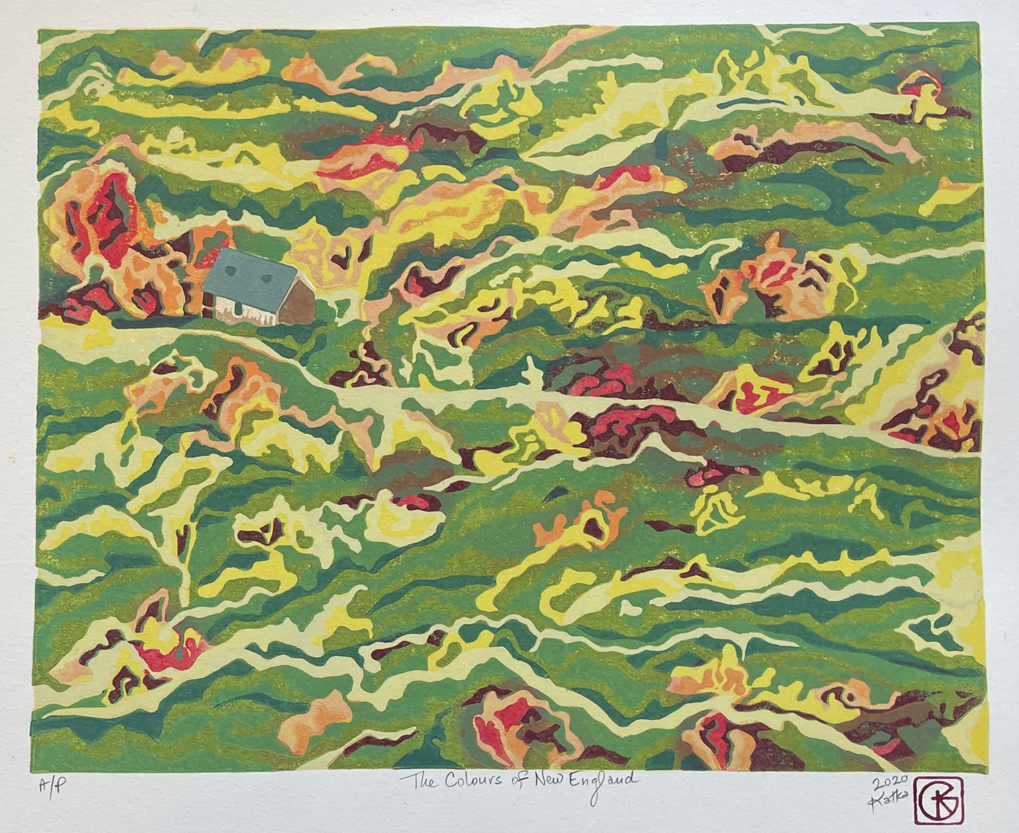 The Colours of New England — relief print by Kate Goetz