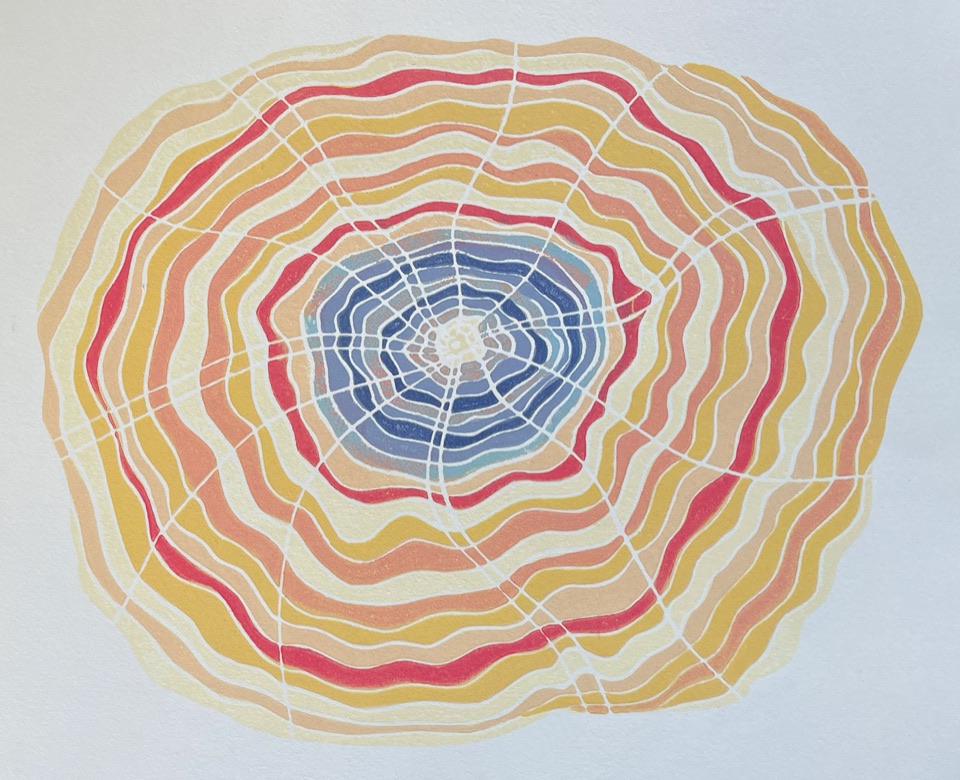 Bliss, Consciousness, Light — relief print by Kate Goetz