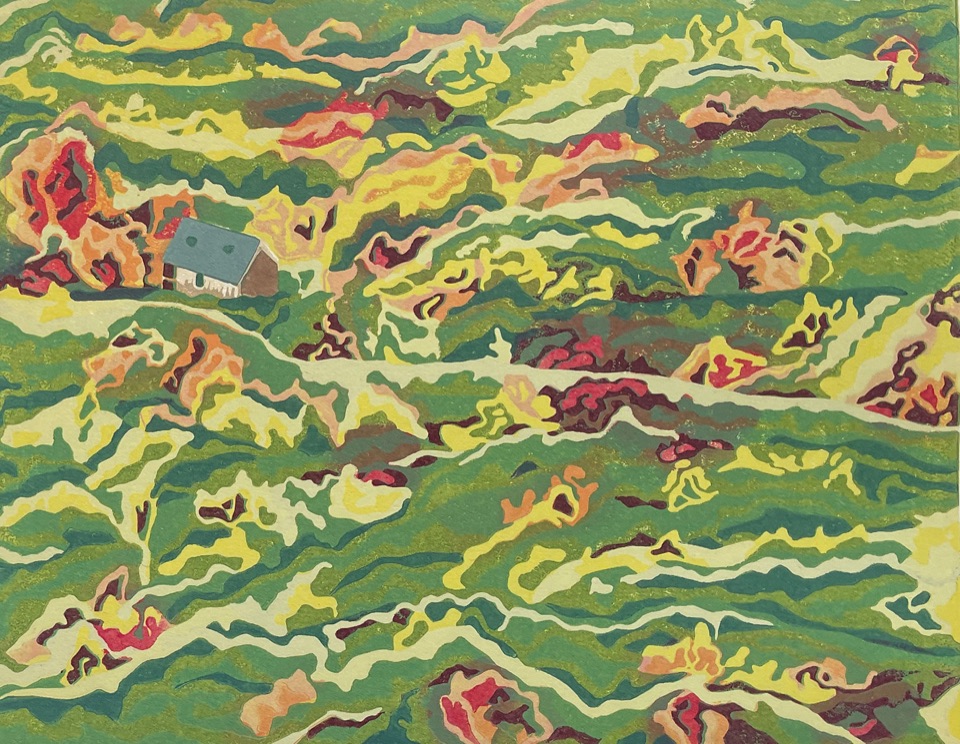 The Colours of New England — relief print by Kate Goetz