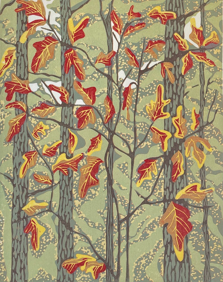 Deep and Solemn Silence — relief print by Kate Goetz