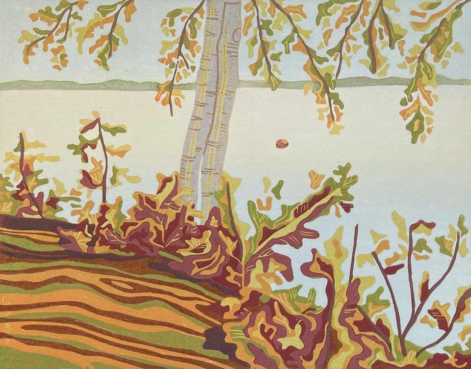 Good Morning, Maine — relief print by Kate Goetz