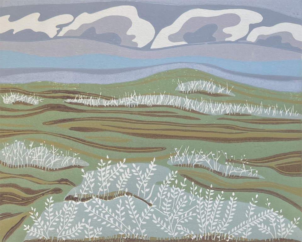 Kinbrook Island, Alberta — relief print by Kate Goetz