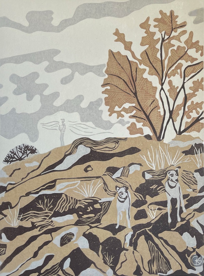 Mountain Minstrel — relief print by Kate Goetz