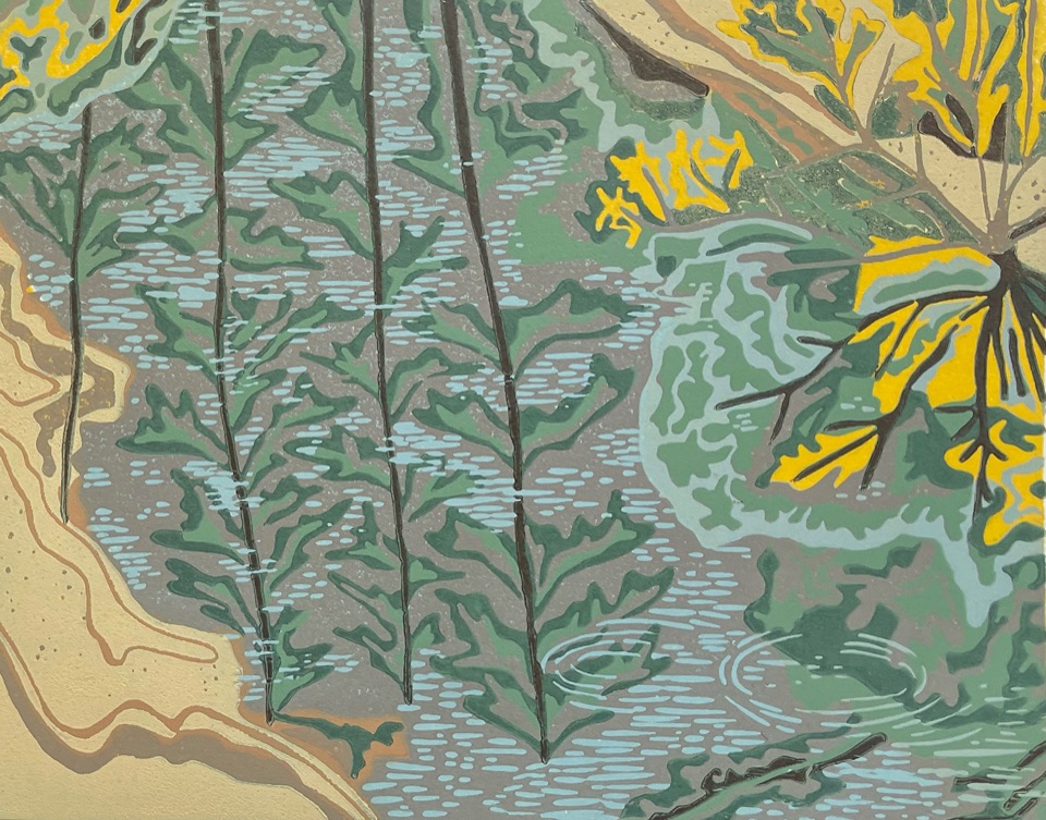 Quetico Solitude — relief print by Kate Goetz