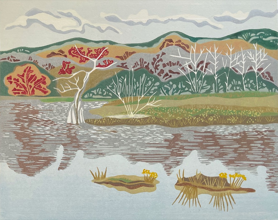 Sanctuary — relief print by Kate Goetz