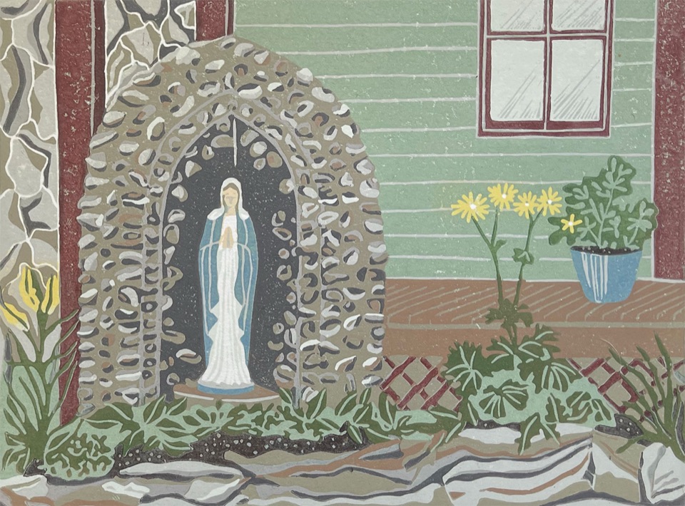 Our Lady of St. Elie de Caxton, QC — relief print by Kate Goetz