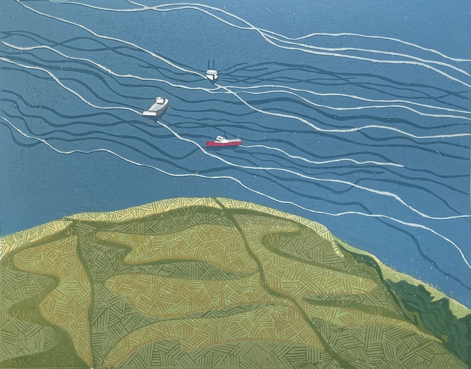 Top of the World, Meat Cove, NS — relief print by Kate Goetz