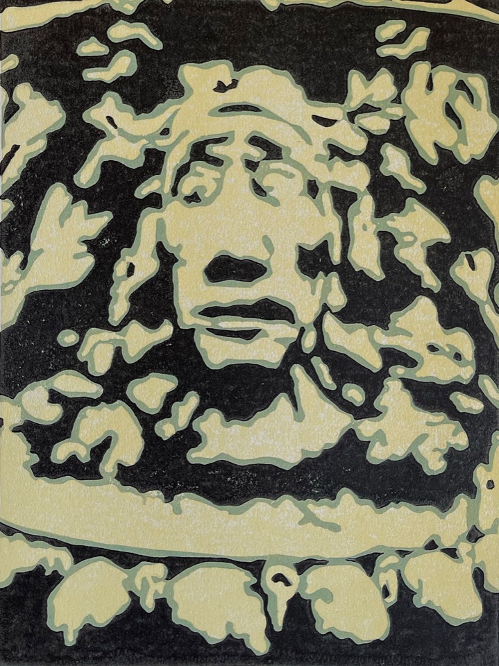Trapped — relief print by Kate Goetz