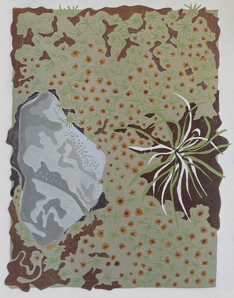 Watch Where You Tread — relief print by Kate Goetz
