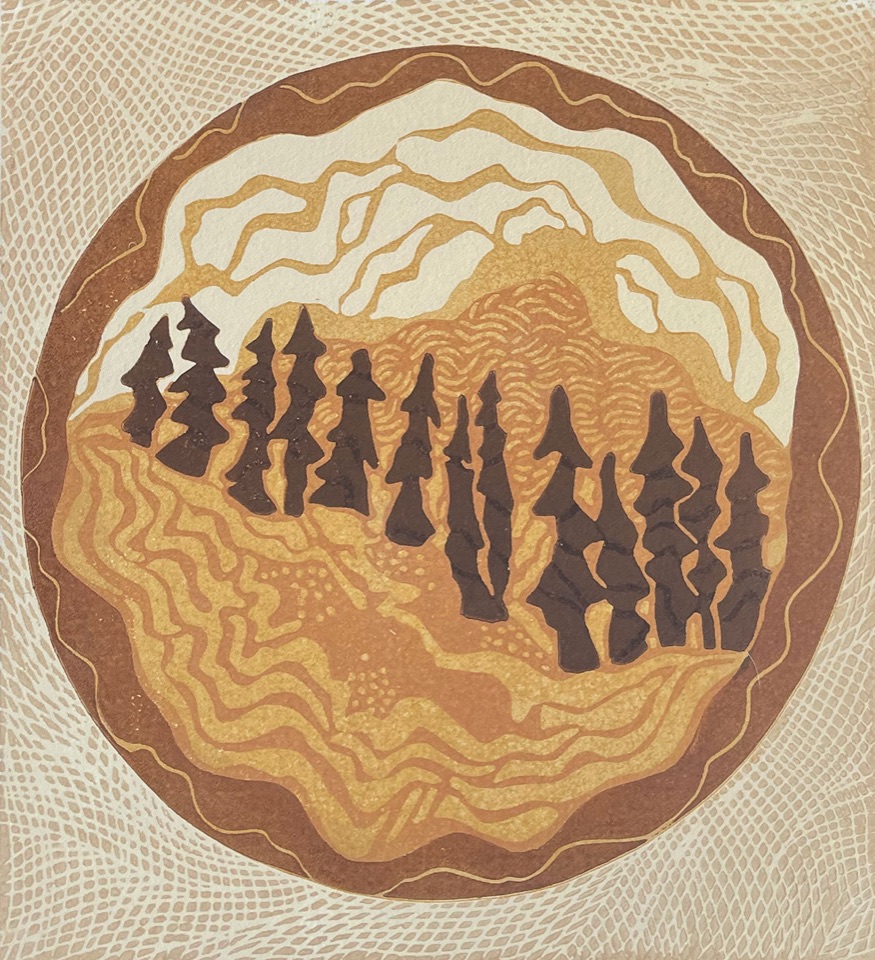 Where the Heart Comes to Rest — relief print by Kate Goetz