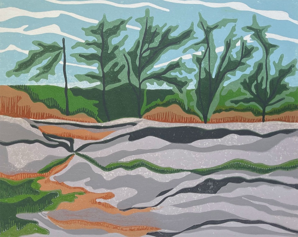 Whiteshell Provincial Park, Manitoba — relief print by Kate Goetz