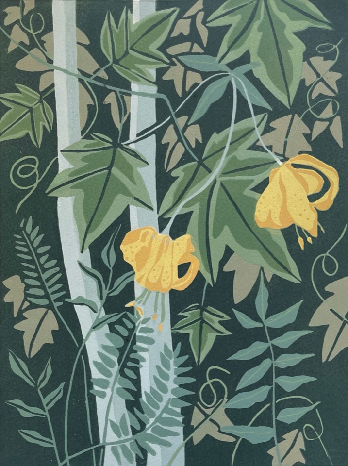 Woodland Gold — relief print by Kate Goetz